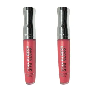 Pack of 2 Rimmel Stay Glossy 6HR Lip Gloss, Ready To Flamingle # 300