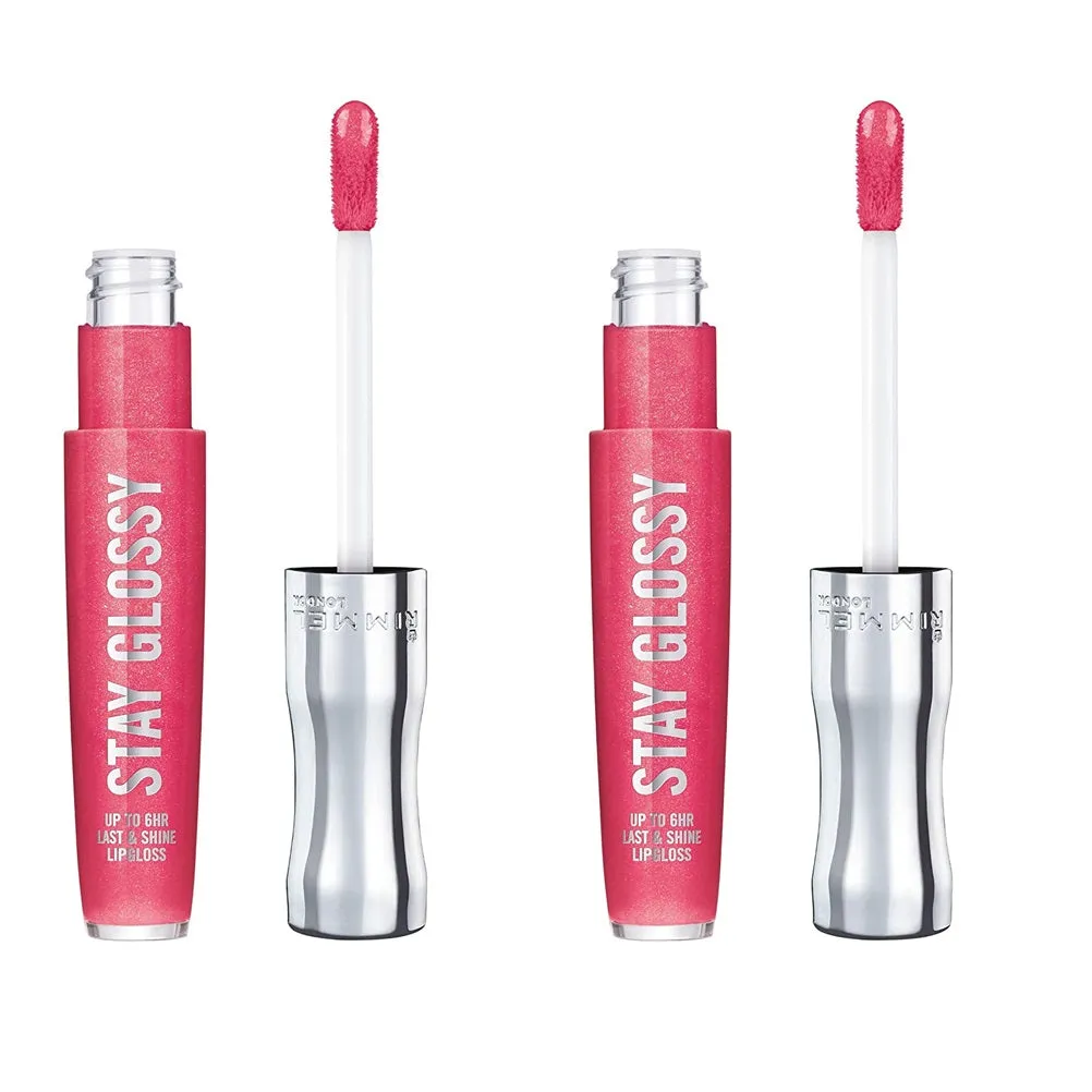 Pack of 2 Rimmel Stay Glossy 6HR Lip Gloss, Ready To Flamingle # 300