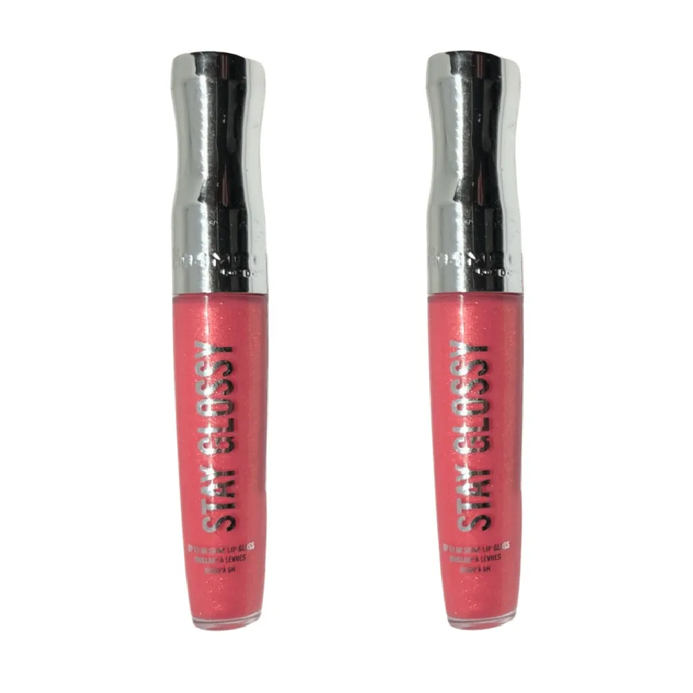 Pack of 2 Rimmel Stay Glossy 6HR Lip Gloss, Ready To Flamingle # 300