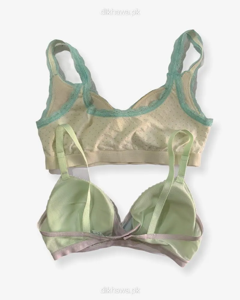 Pack of 2 -Women Non Padded  Non Wired Bra Imported Stocklot Branded