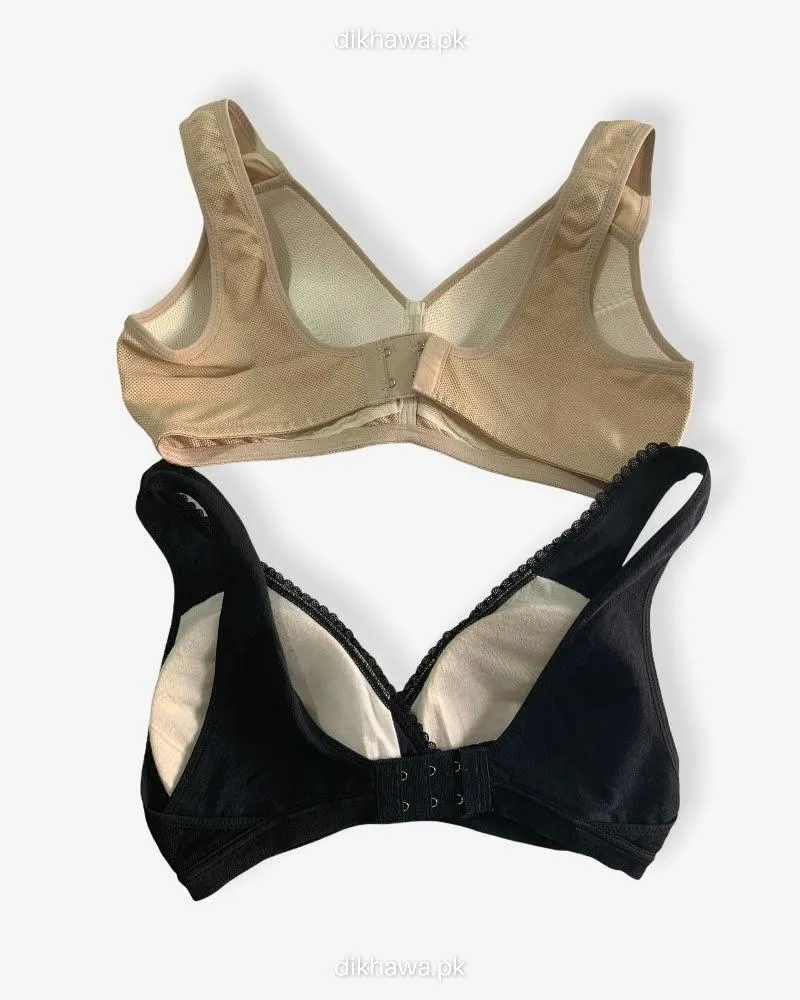 Pack of 2 -Women Non Padded  Non Wired Bra Imported Stocklot Branded