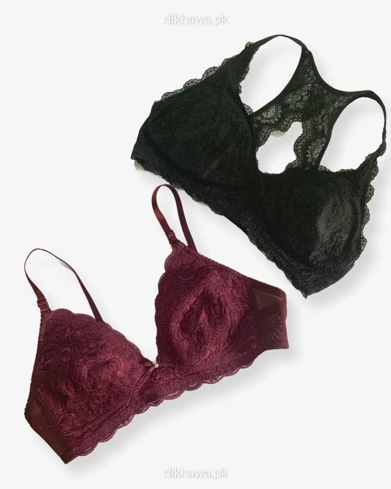 Pack of 2 -Women Non Padded  Non Wired Bra Imported Stocklot Branded