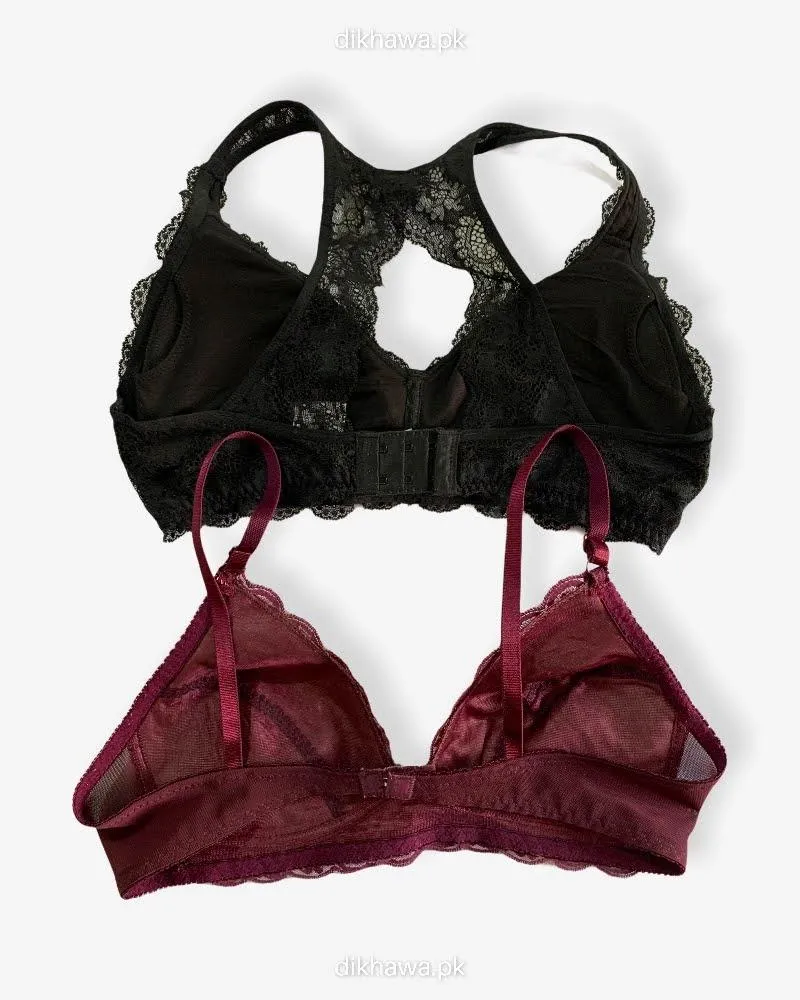 Pack of 2 -Women Non Padded  Non Wired Bra Imported Stocklot Branded