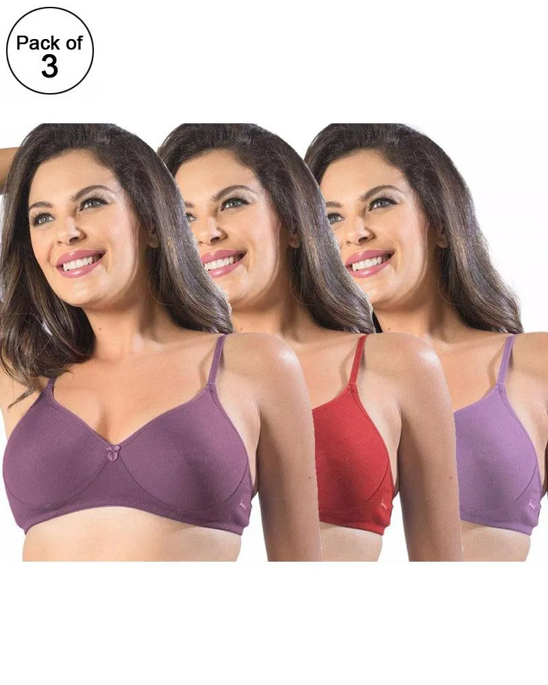 Pack of 3 - Sonari Smile Bra - Non Padded Non Wired - Imported Bra - Random Colors