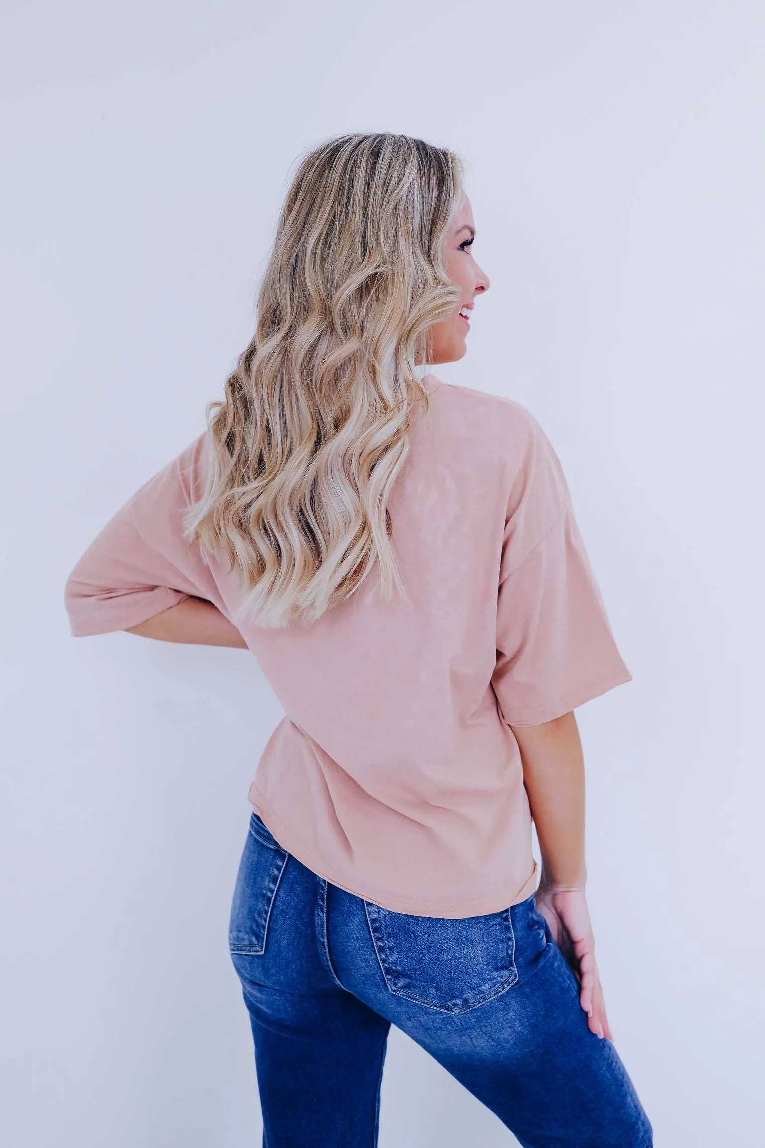 Pelia Distressed Pocketed Crop Tee - Taupe