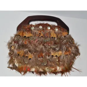 Pheasant Feather Bermuda Style Purse