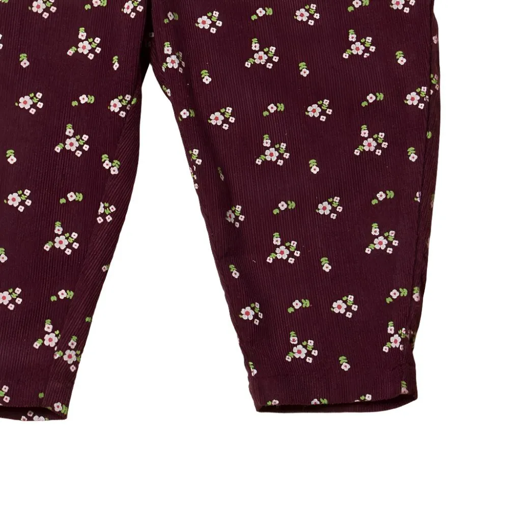 Plum Flowers Cord Comfy Trousers
