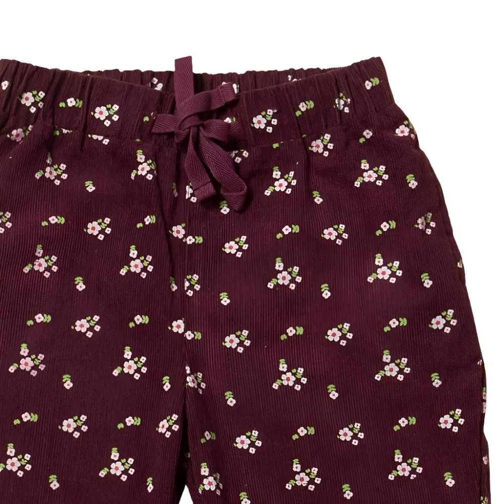 Plum Flowers Cord Comfy Trousers