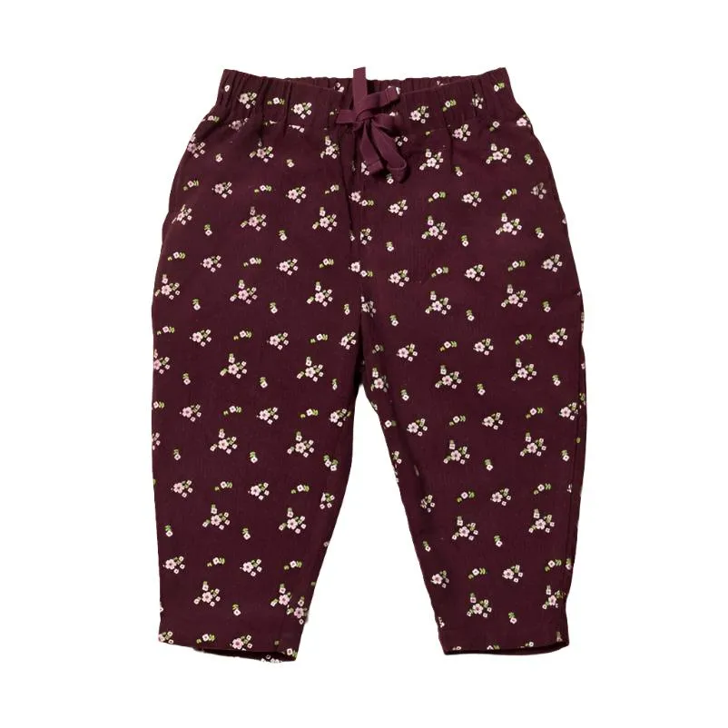 Plum Flowers Cord Comfy Trousers