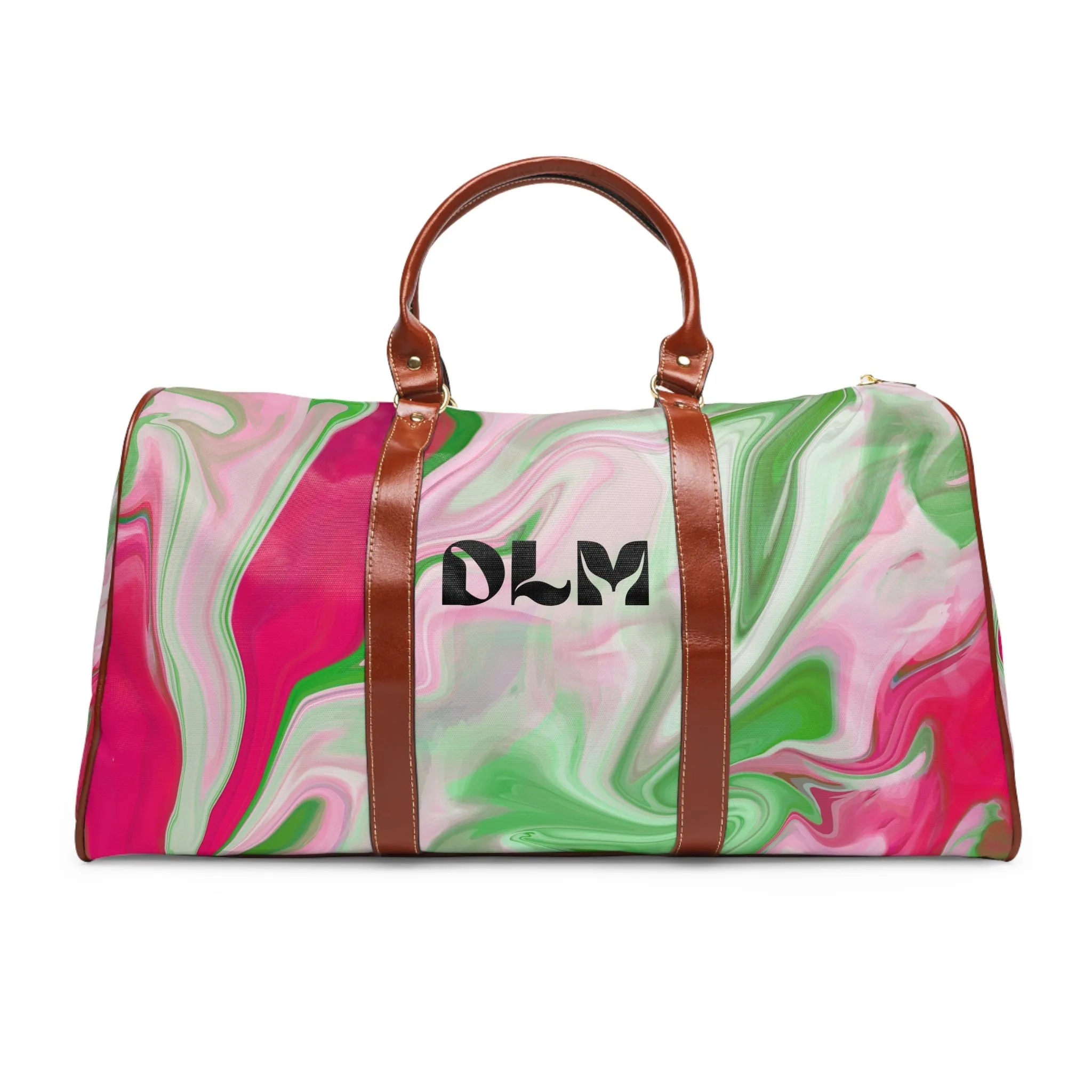 PNK Watercolor Pink & Green Waterproof Travel Bag
