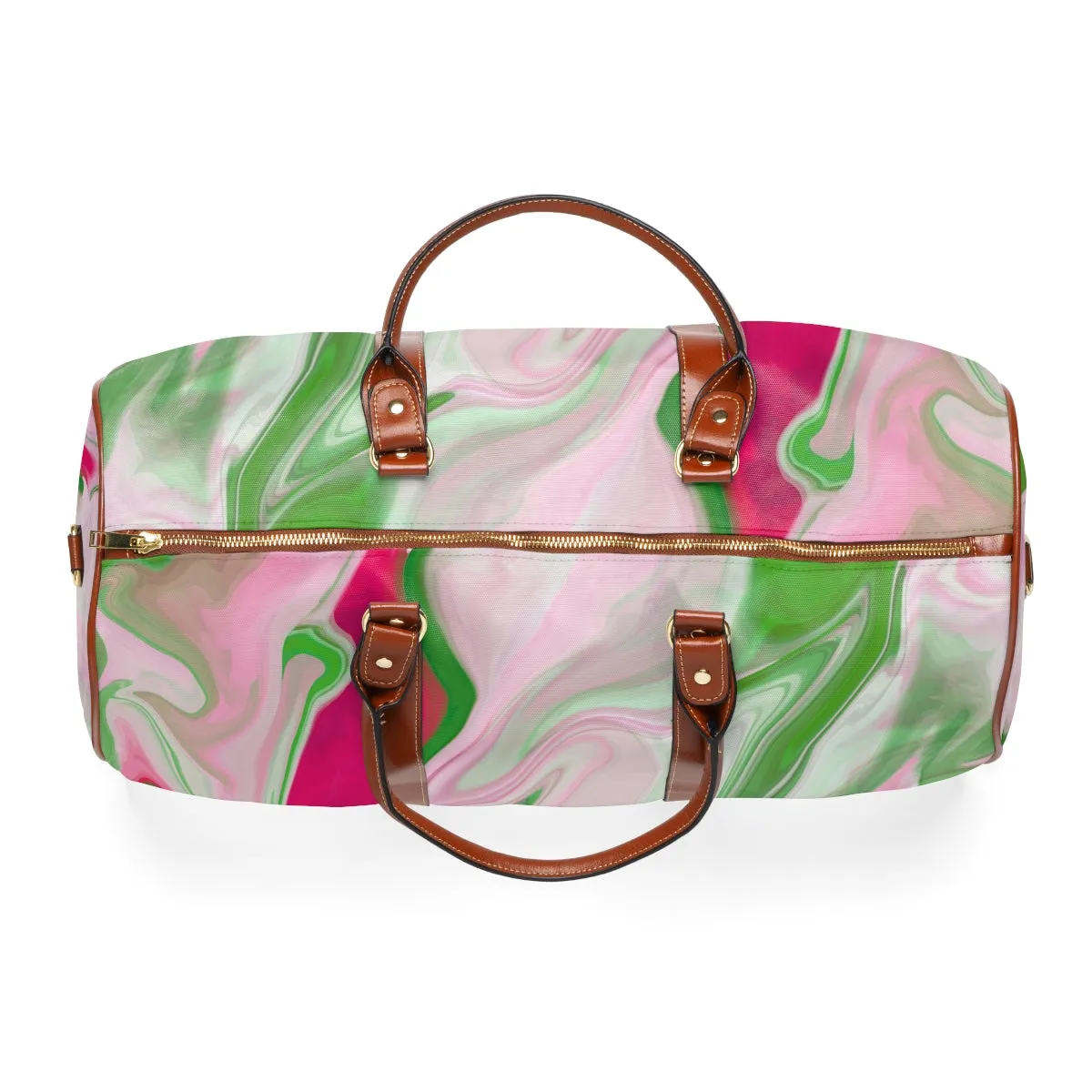 PNK Watercolor Pink & Green Waterproof Travel Bag