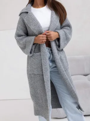 Pocketed Dropped Shoulder Cardigan
