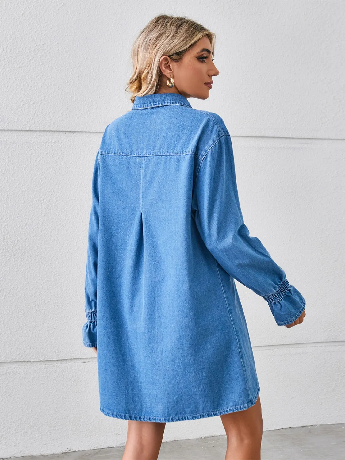 Pocketed Dropped Shoulder Mini Denim Dress (2 Colors)
