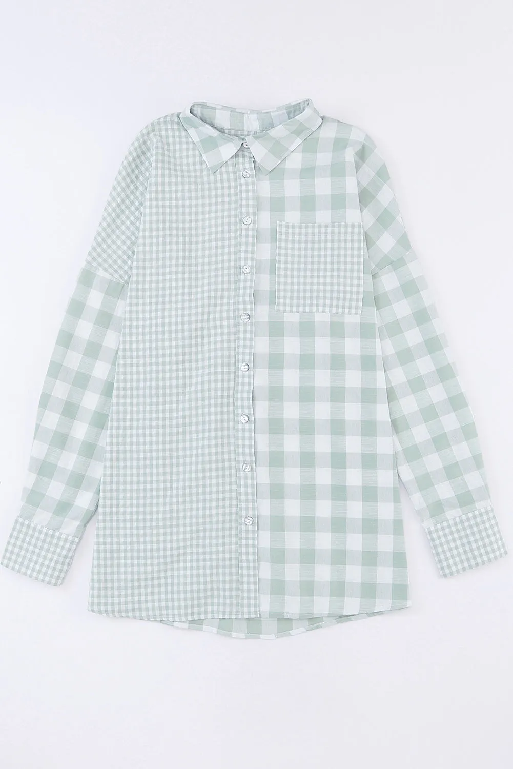 Pocketed Plaid Collared Neck Long Sleeve Shirt