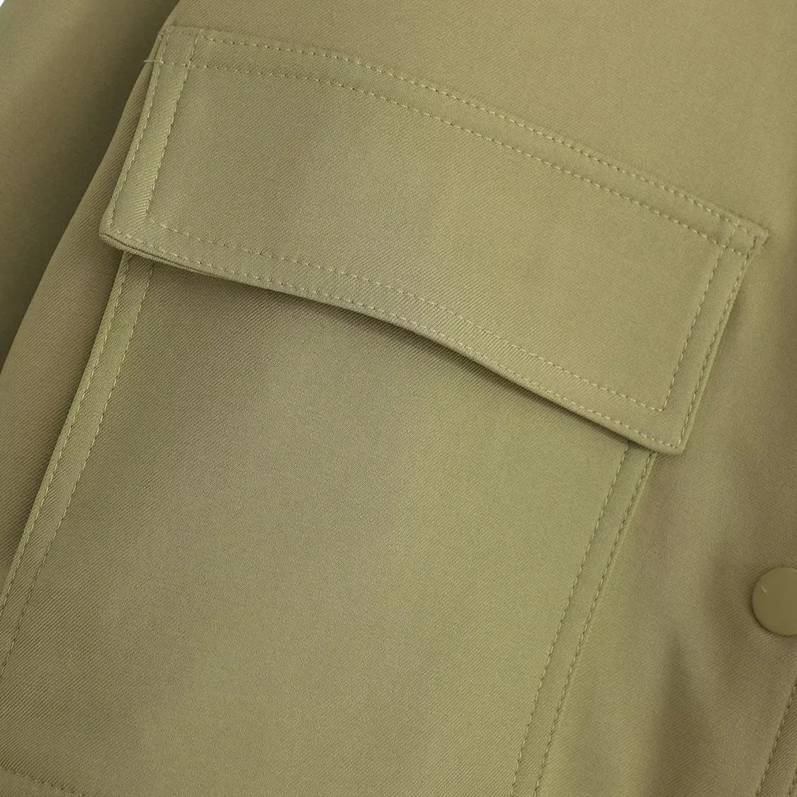 Pocketed Snap Down Baseball Collar Jacket