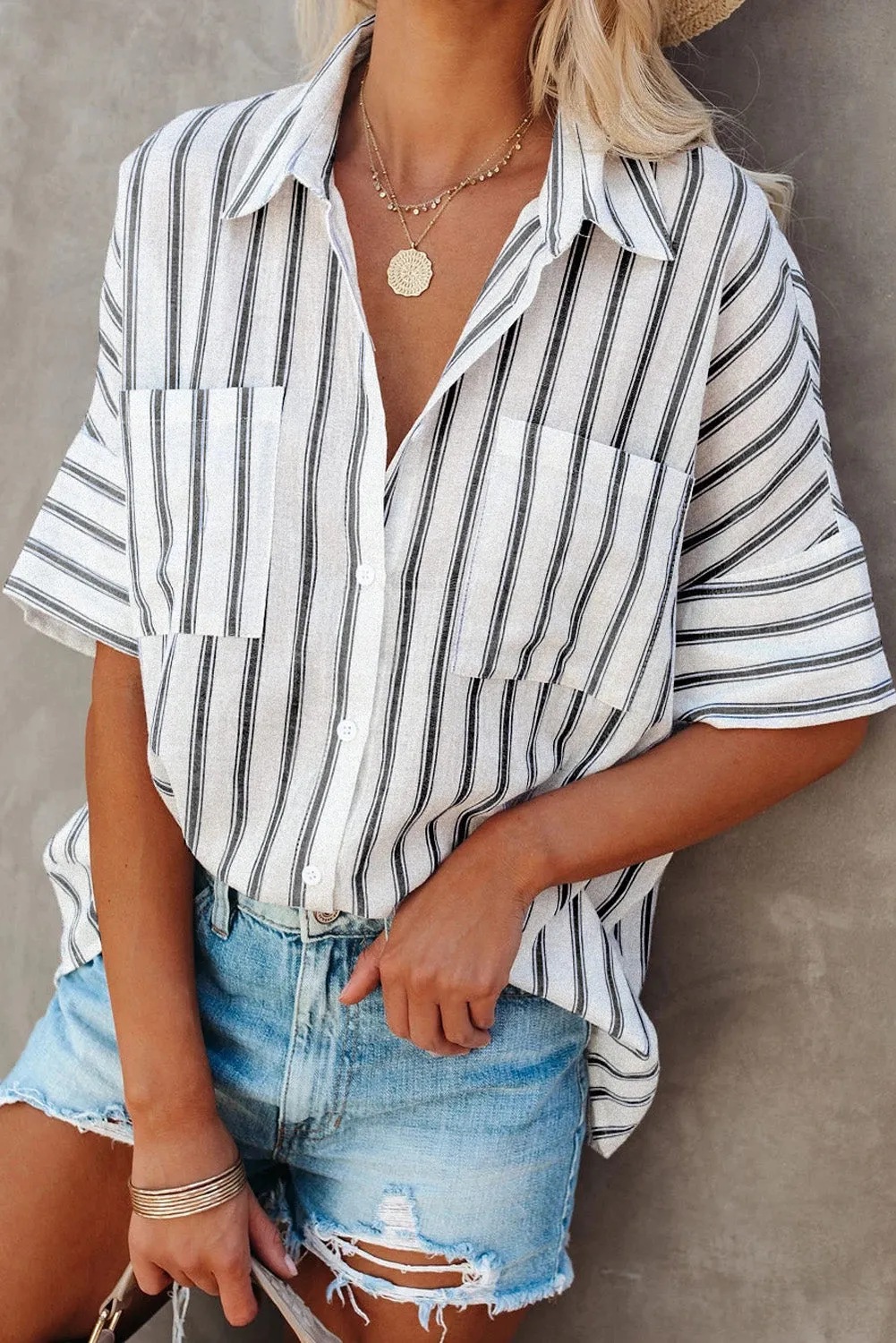 Pocketed Striped Shirt