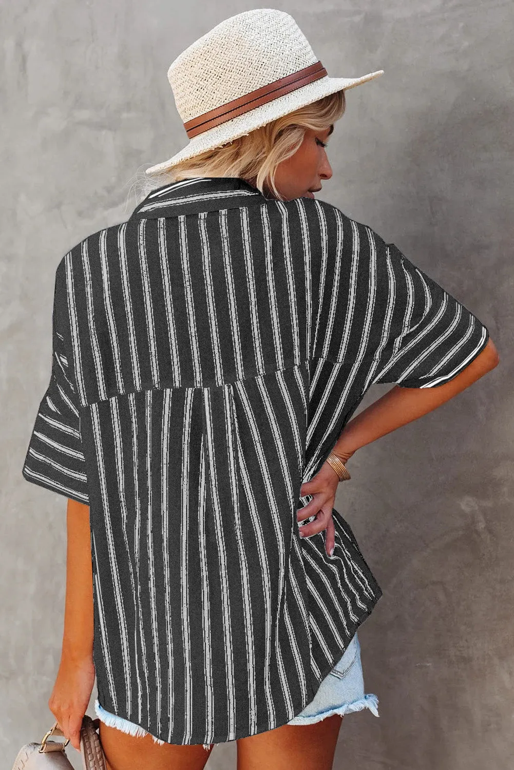 Pocketed Striped Shirt