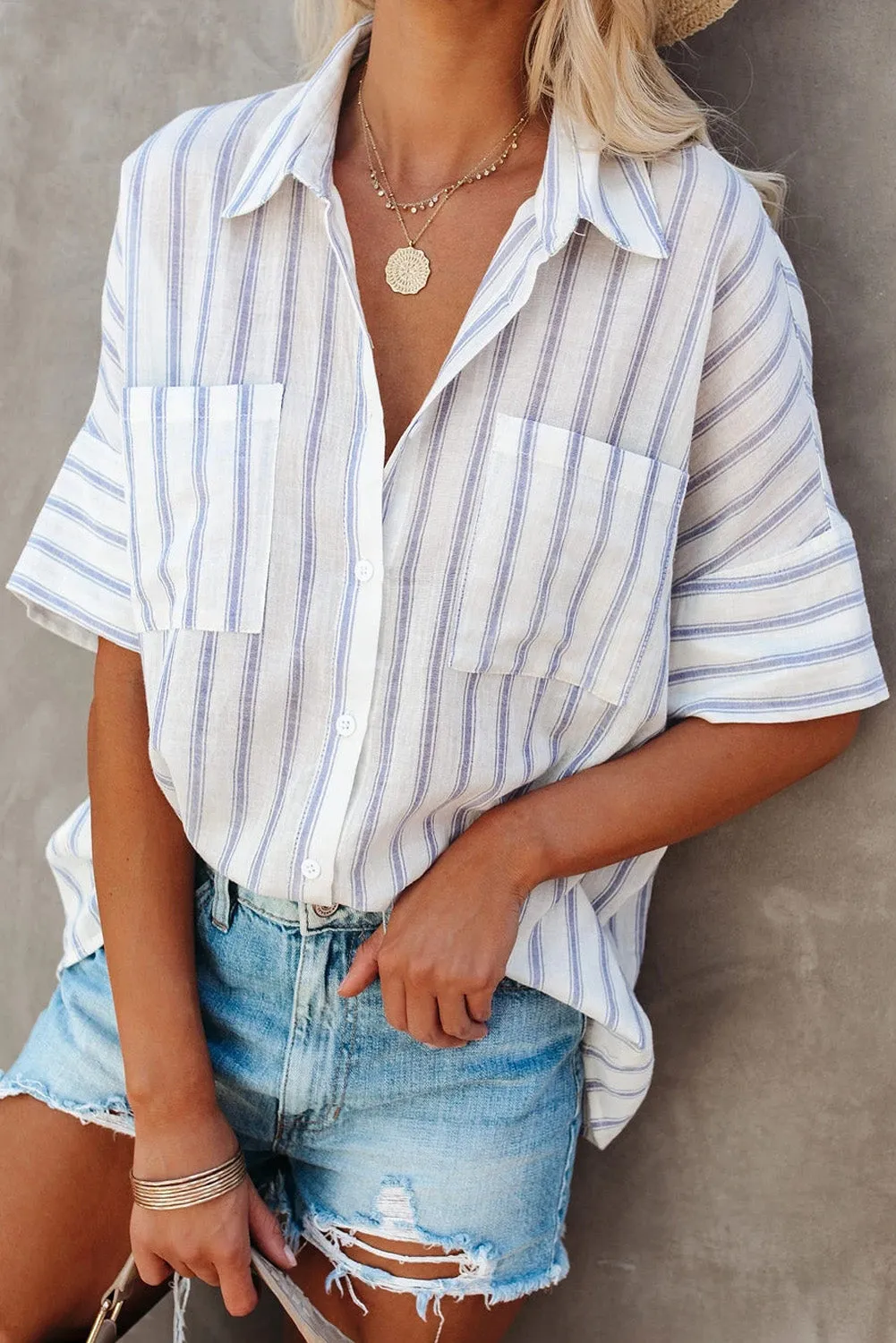 Pocketed Striped Shirt
