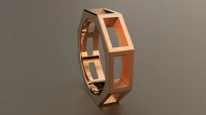Polished Rose Gold 6mm Cutout Octagon Bolt Wedding Band