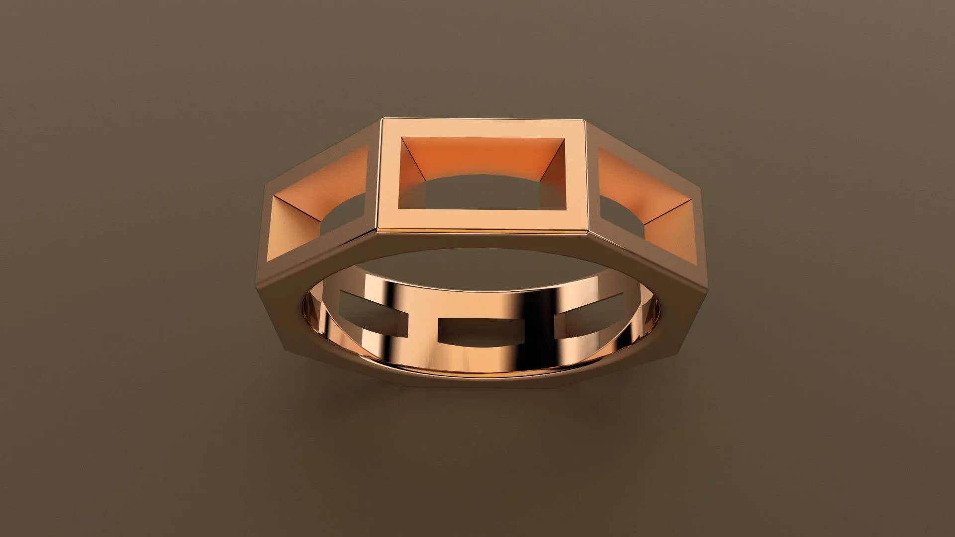 Polished Rose Gold 6mm Cutout Octagon Bolt Wedding Band