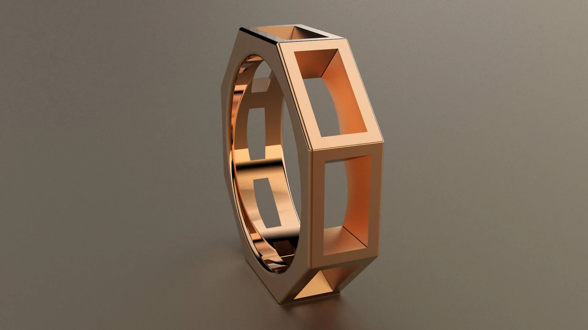 Polished Rose Gold 6mm Cutout Octagon Bolt Wedding Band