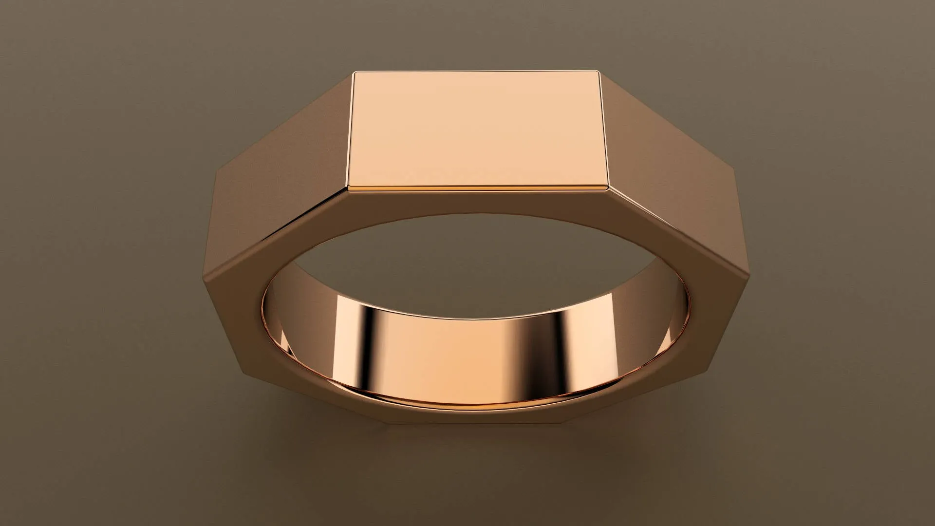 Polished Rose Gold 6mm Octagon Bolt Wedding Band