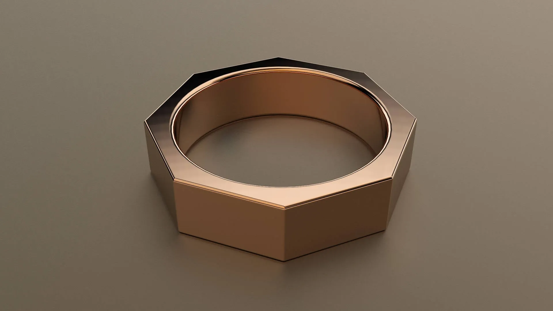 Polished Rose Gold 6mm Octagon Bolt Wedding Band