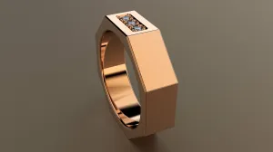 Polished Rose Gold Diamond 6mm Octagon Wedding Band