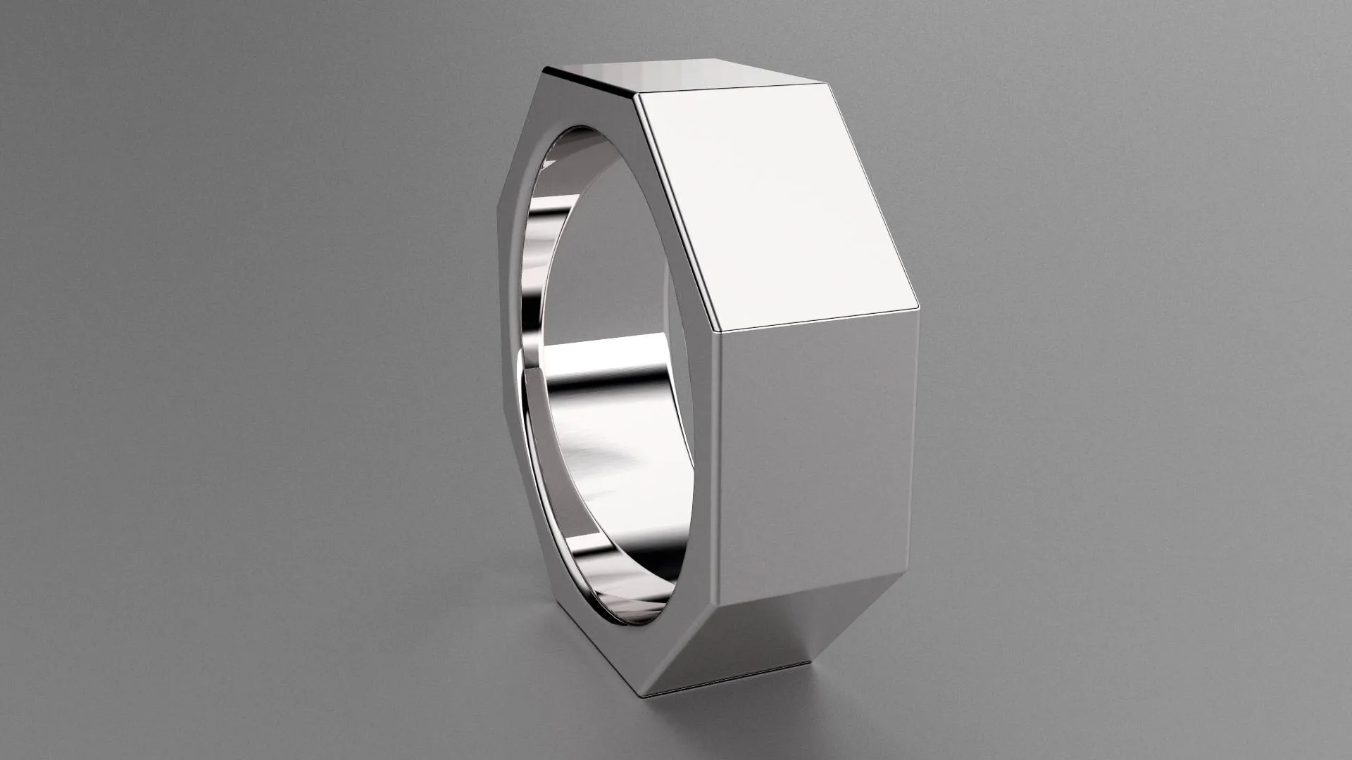 Polished Sterling Silver 8mm Octagon Bolt Wedding Band