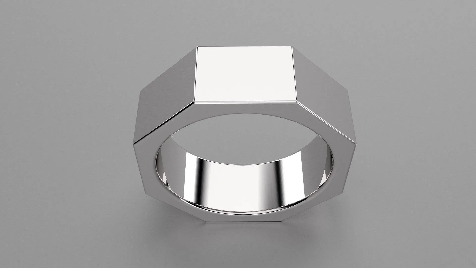 Polished Sterling Silver 8mm Octagon Bolt Wedding Band
