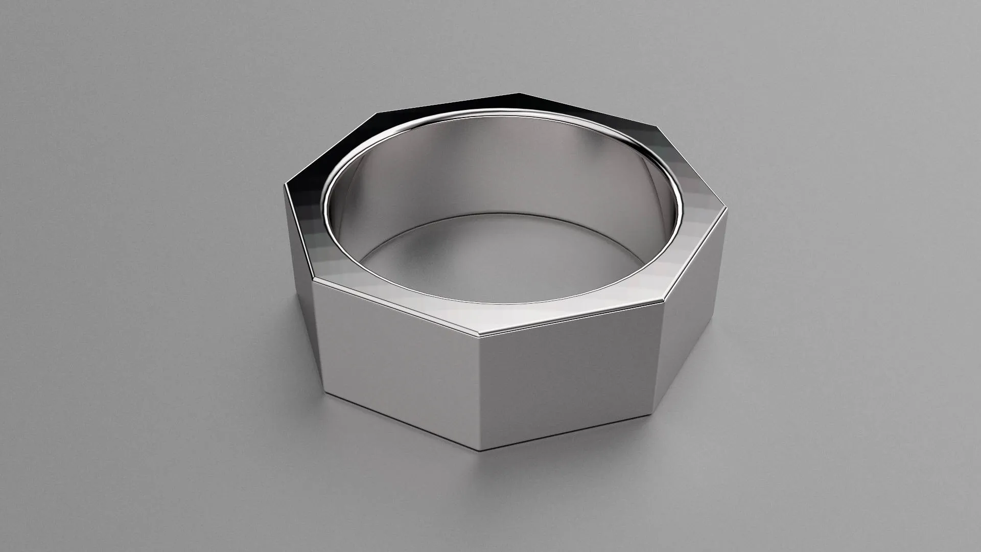 Polished Sterling Silver 8mm Octagon Bolt Wedding Band