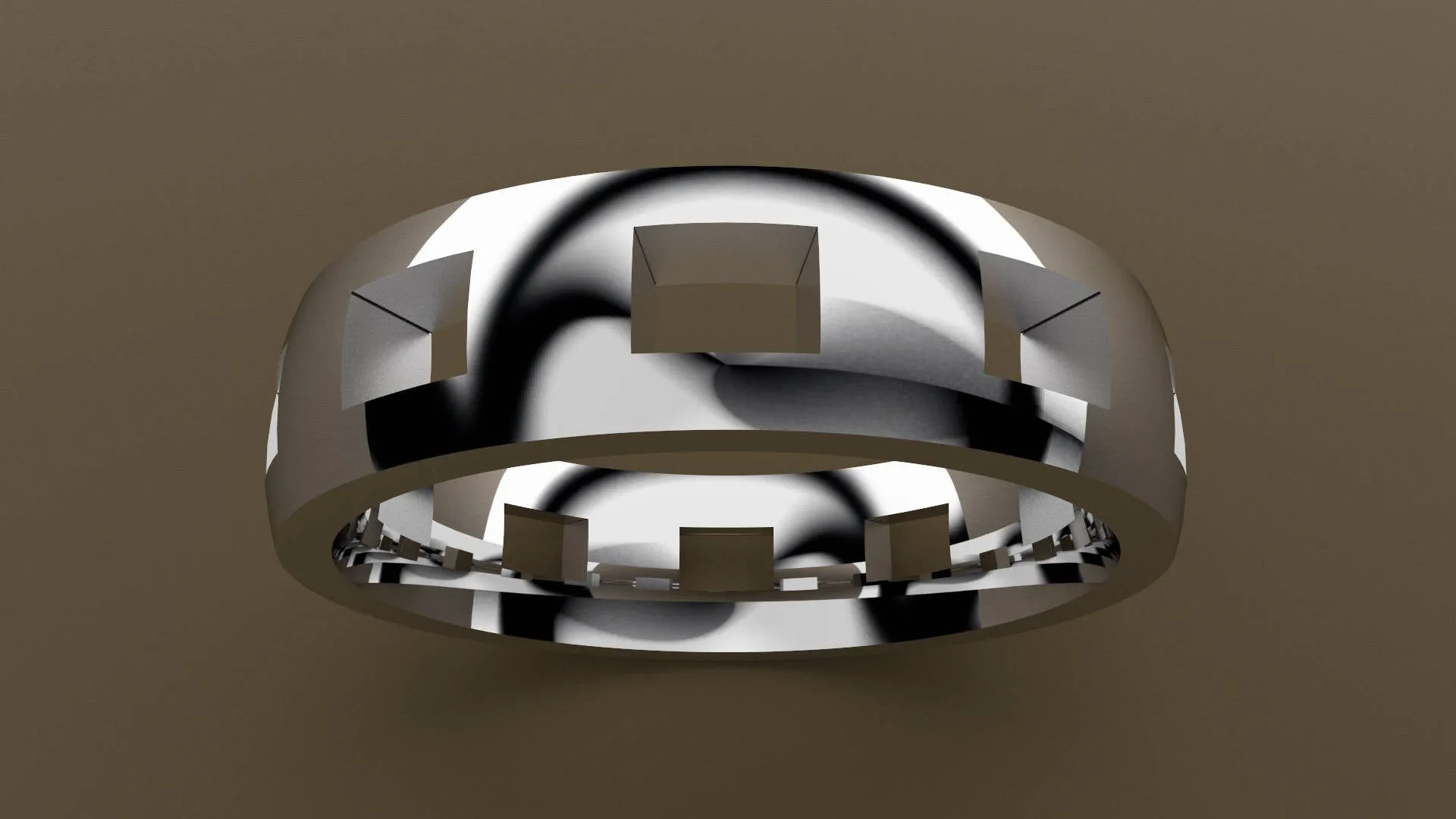 Polished White Gold 6mm Cutout Wedding Band