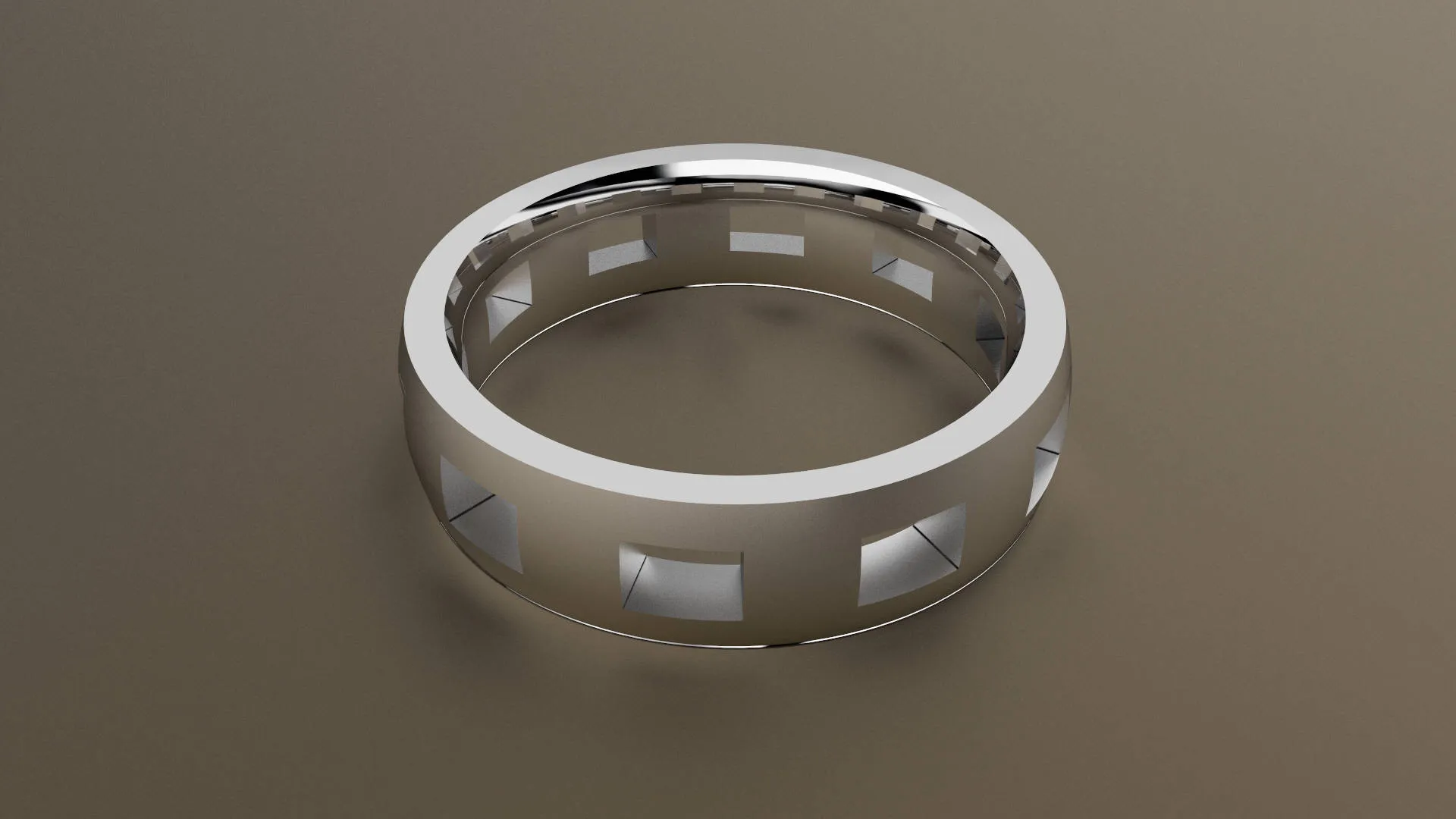 Polished White Gold 6mm Cutout Wedding Band