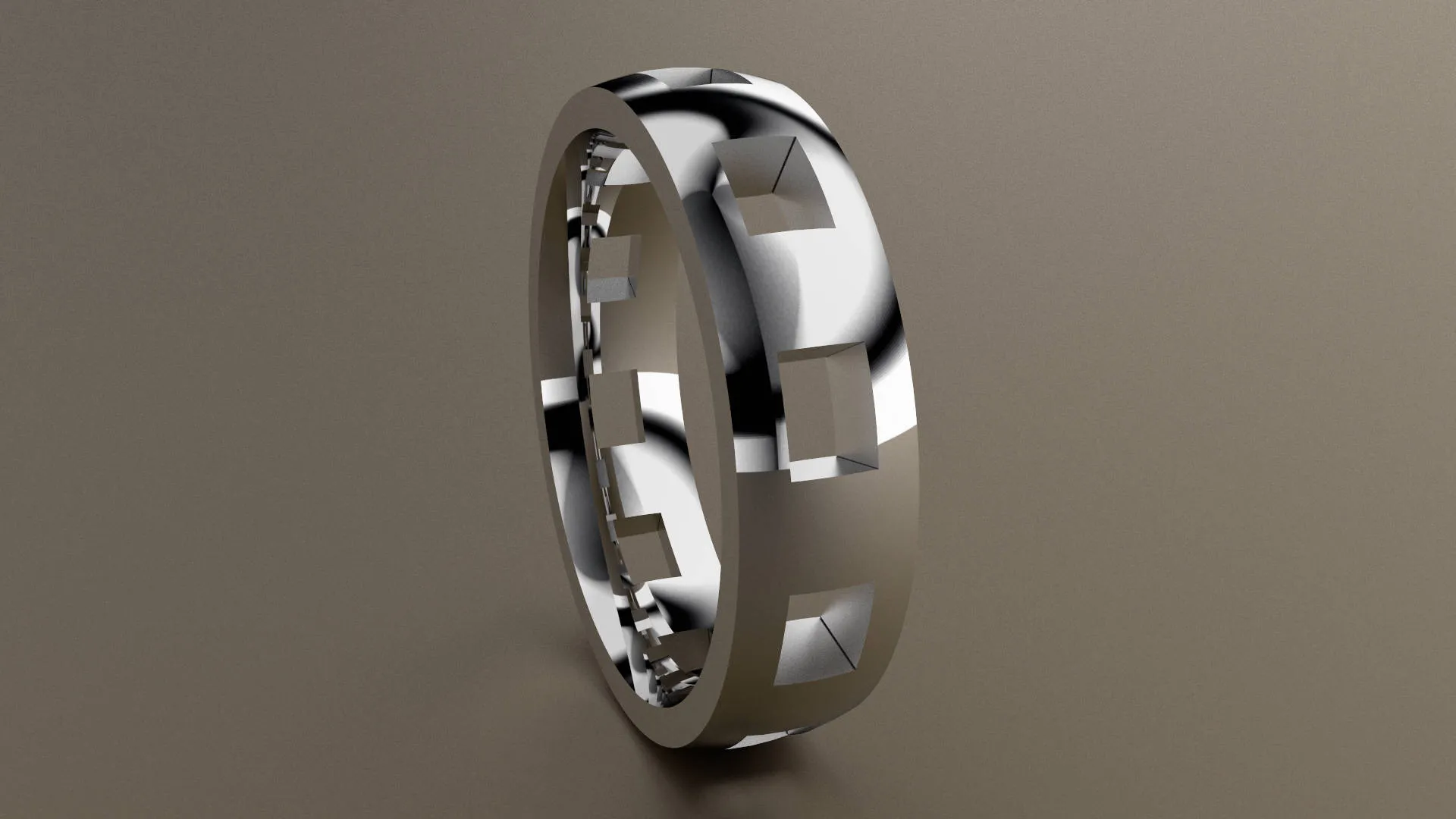 Polished White Gold 6mm Cutout Wedding Band