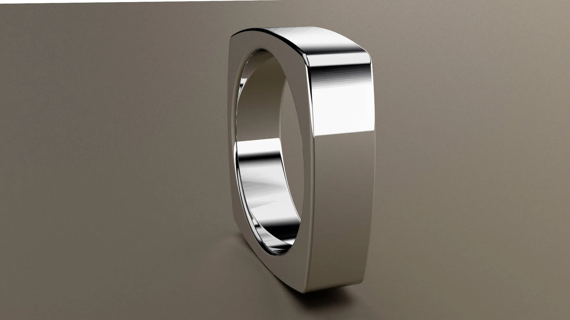 Polished White Gold 6mm Euro Square Wedding Band