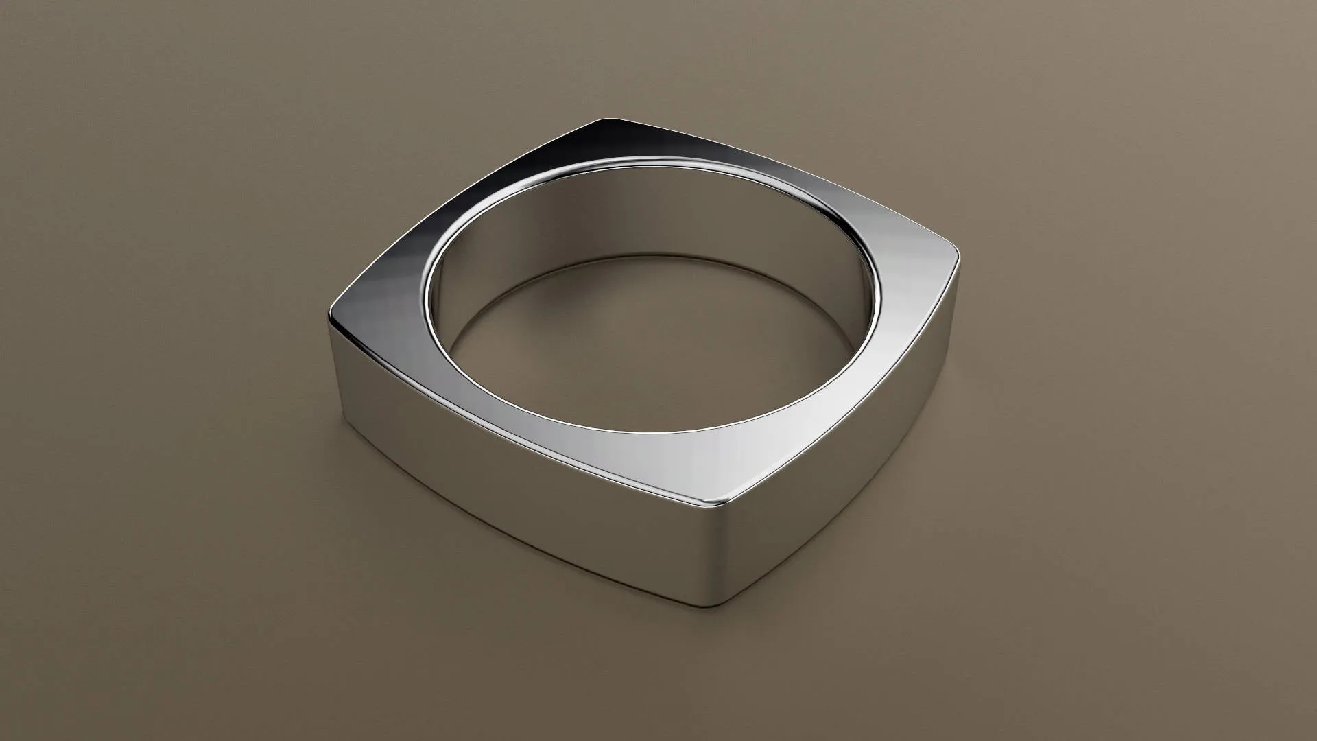 Polished White Gold 6mm Euro Square Wedding Band