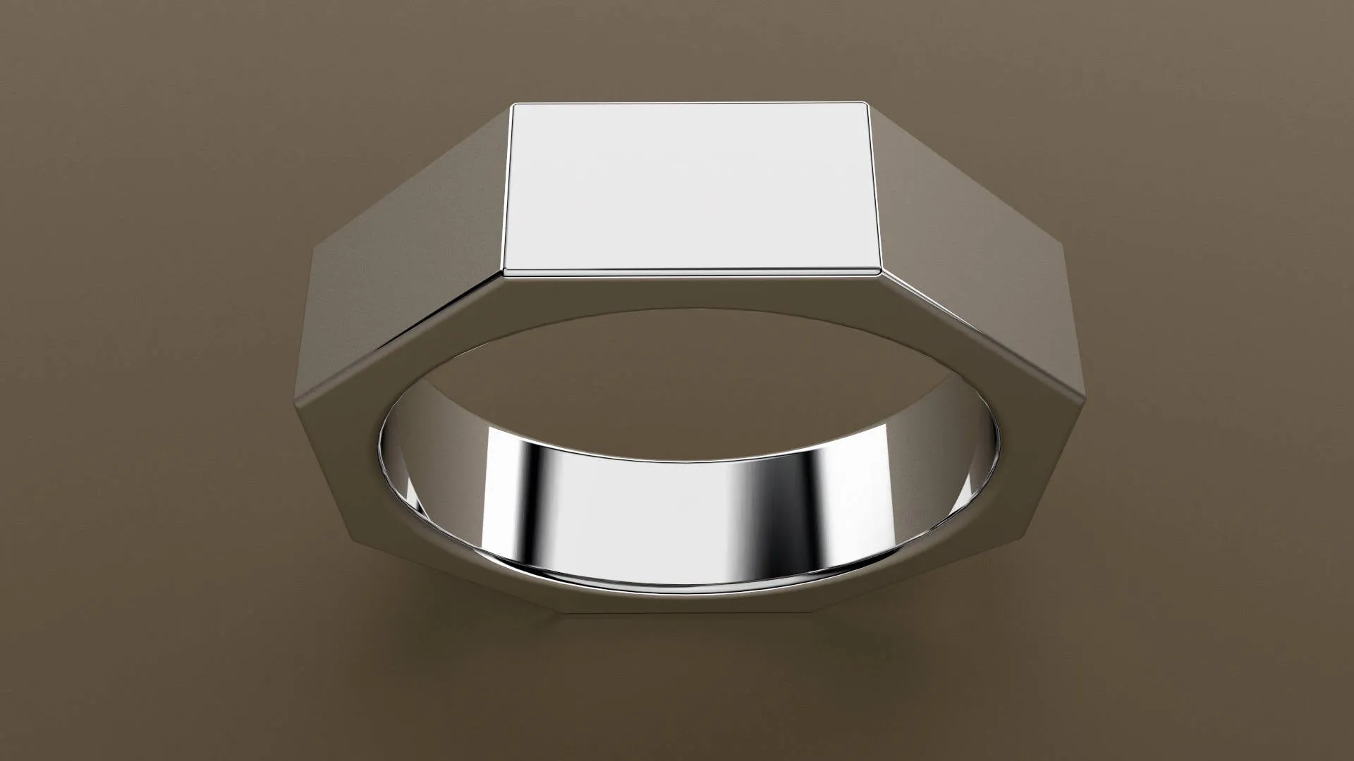 Polished White Gold 6mm Octagon Bolt Wedding Band
