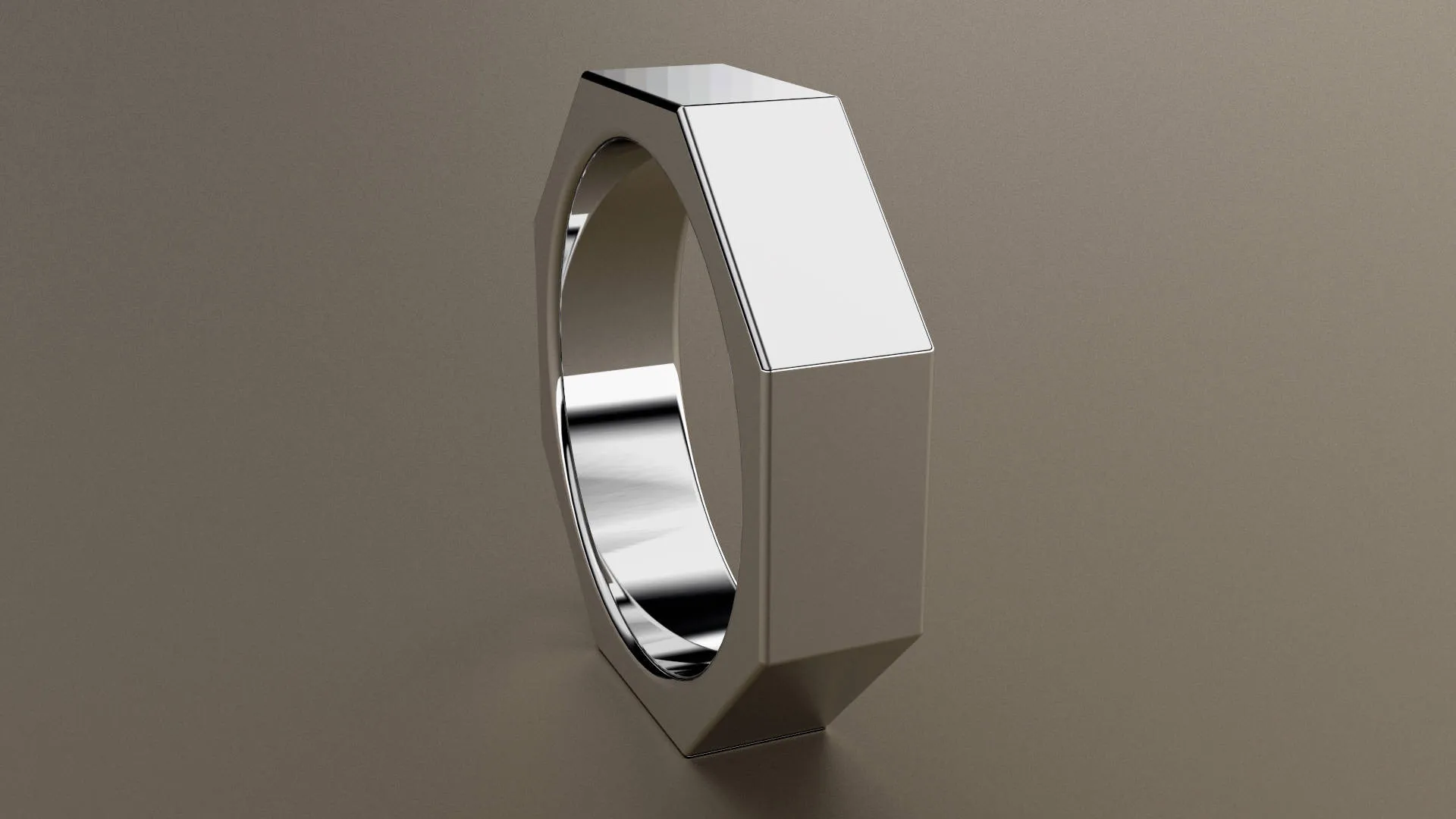 Polished White Gold 6mm Octagon Bolt Wedding Band