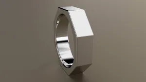 Polished White Gold 6mm Octagon Bolt Wedding Band