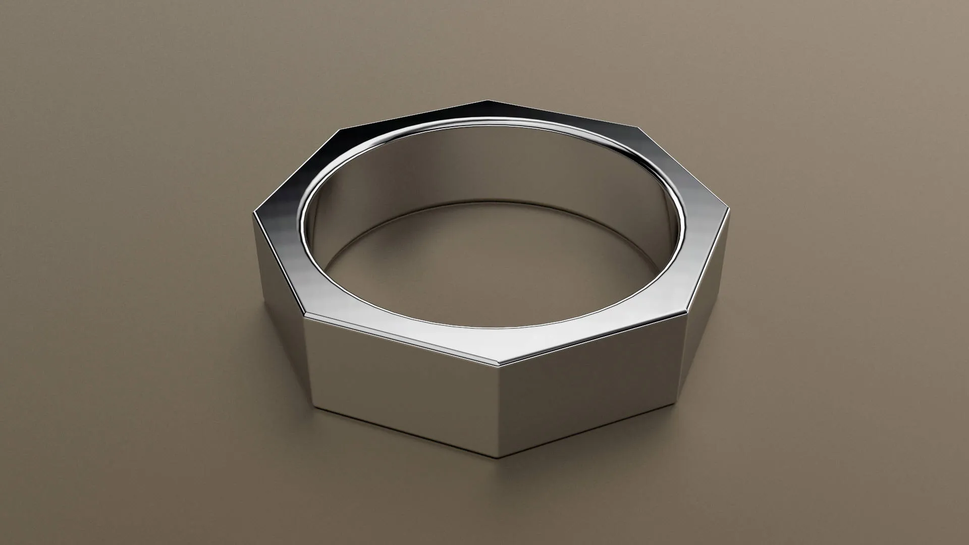 Polished White Gold 6mm Octagon Bolt Wedding Band