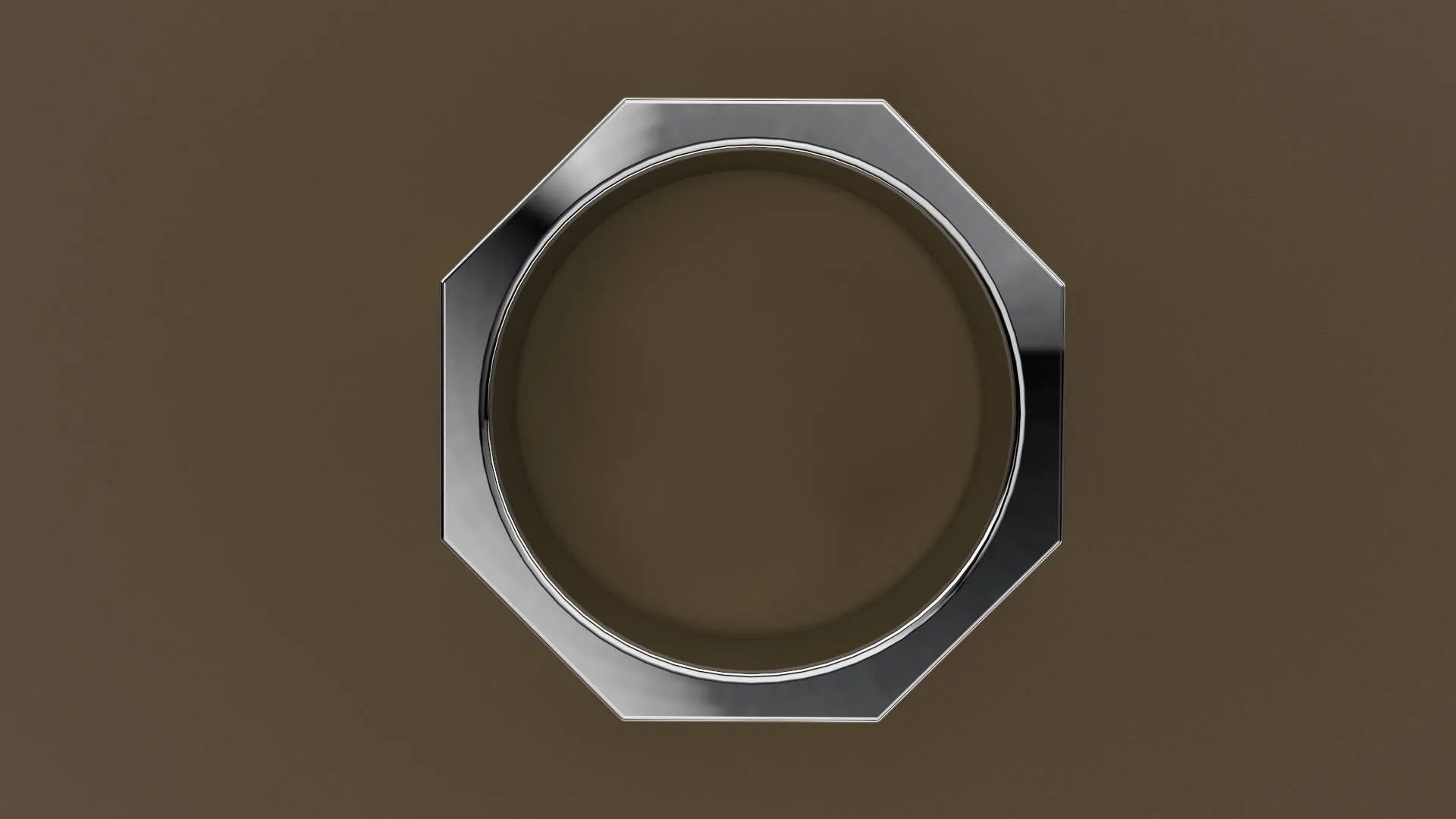 Polished White Gold 8mm Octagon Bolt Wedding Band