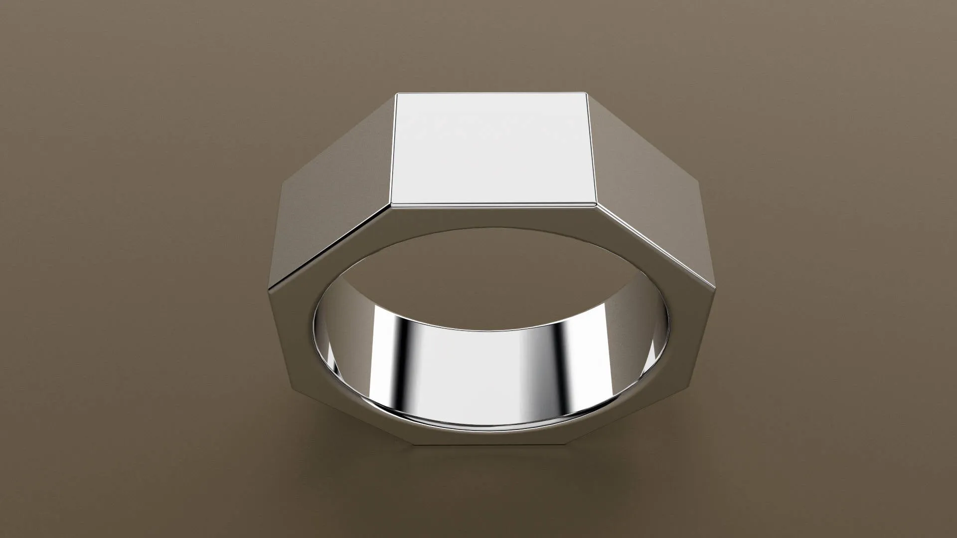 Polished White Gold 8mm Octagon Bolt Wedding Band