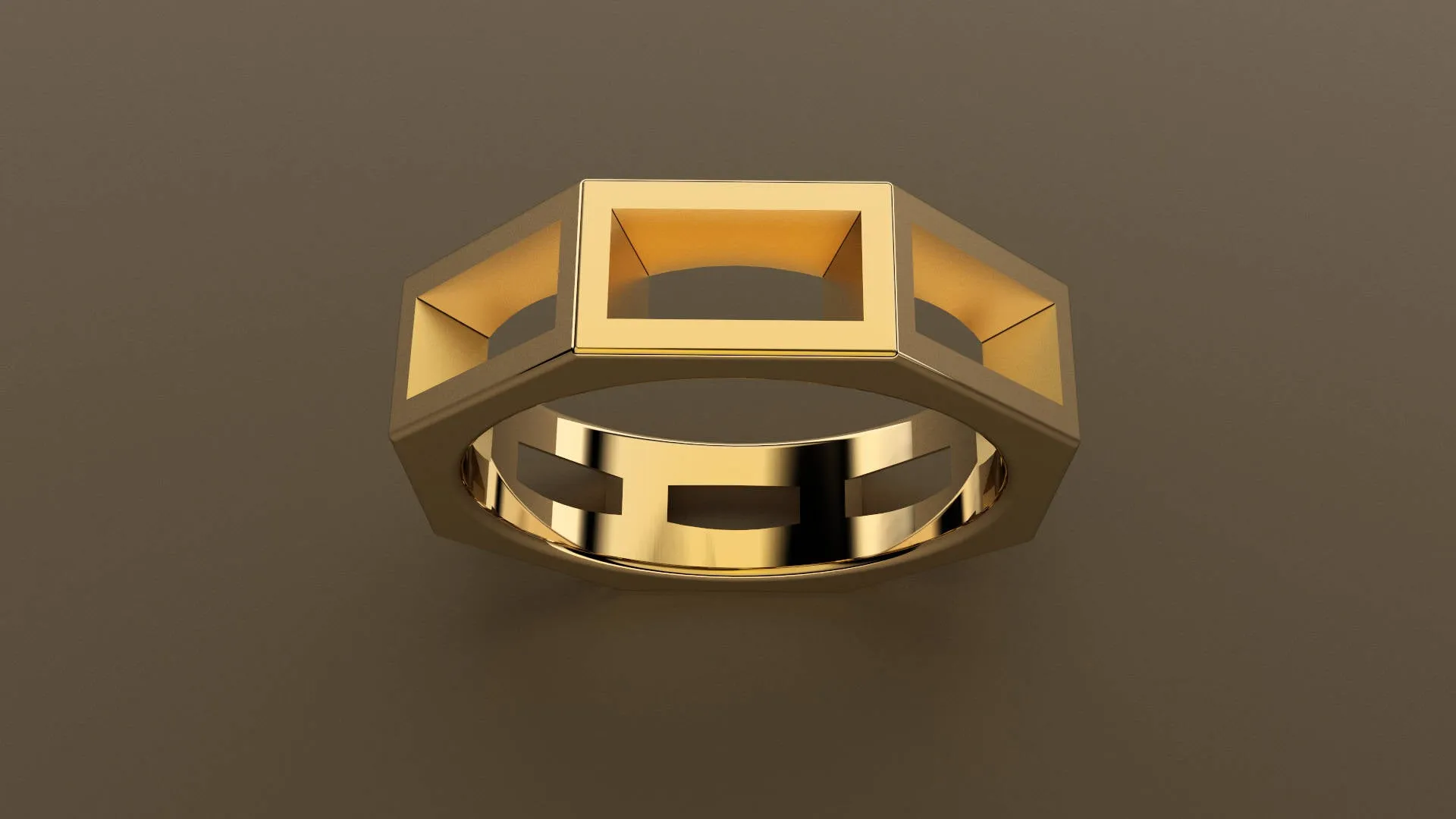 Polished Yellow Gold 6mm Cutout Octagon Bolt Wedding Band