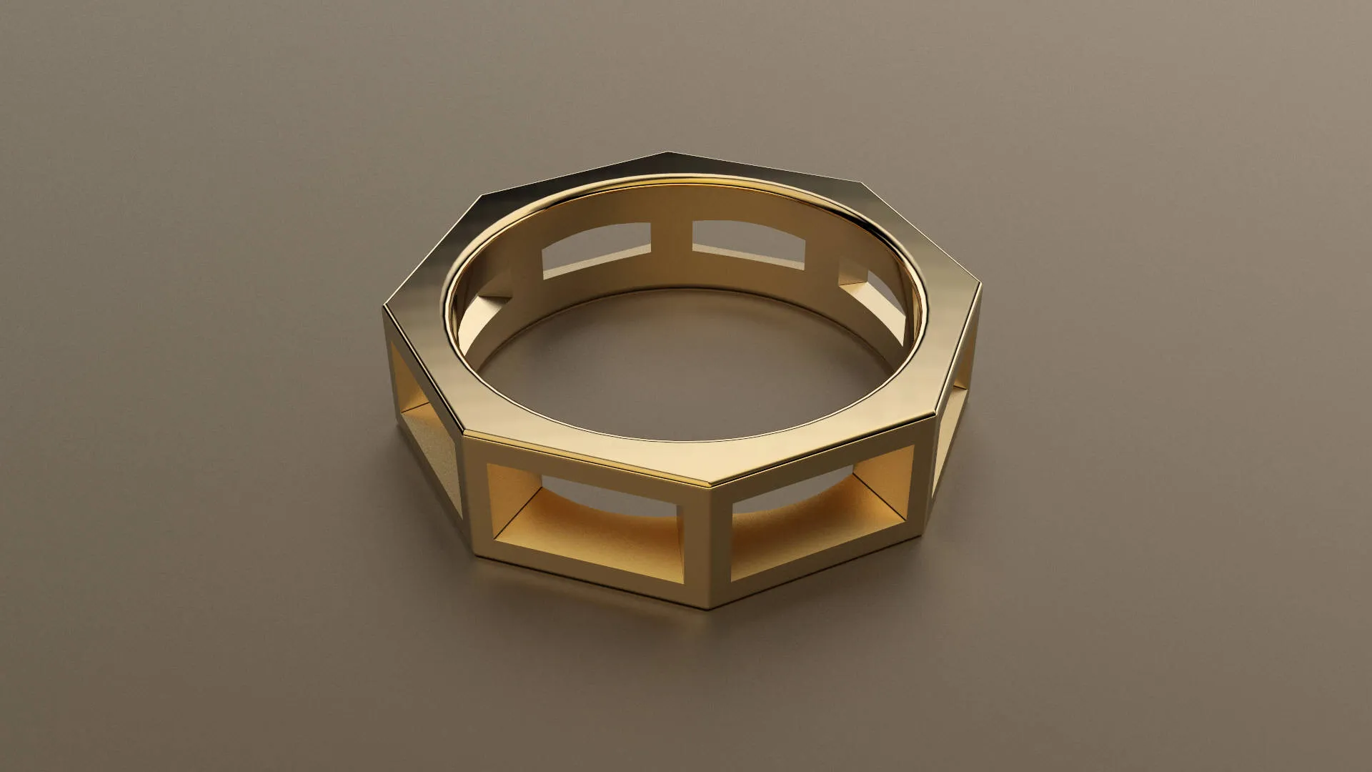 Polished Yellow Gold 6mm Cutout Octagon Bolt Wedding Band