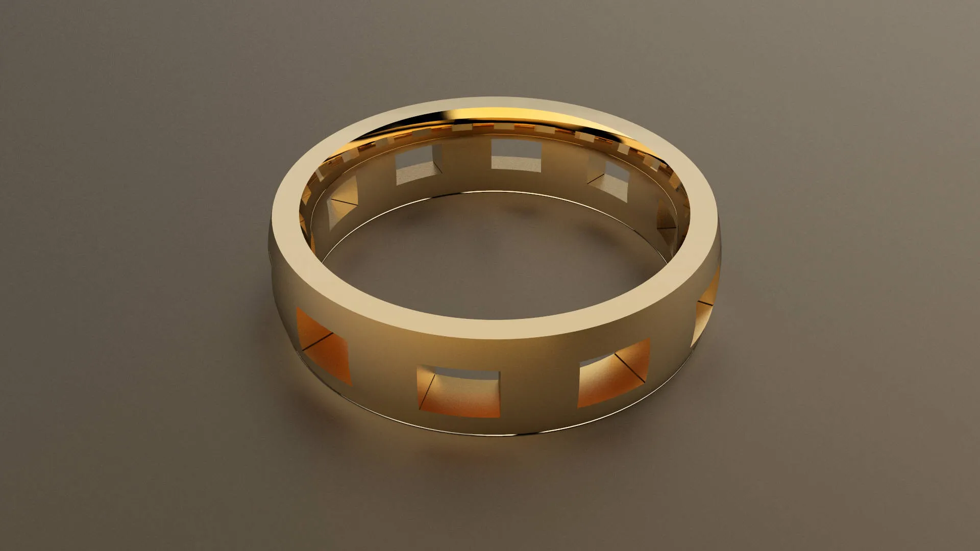 Polished Yellow Gold 6mm Cutout Wedding Band