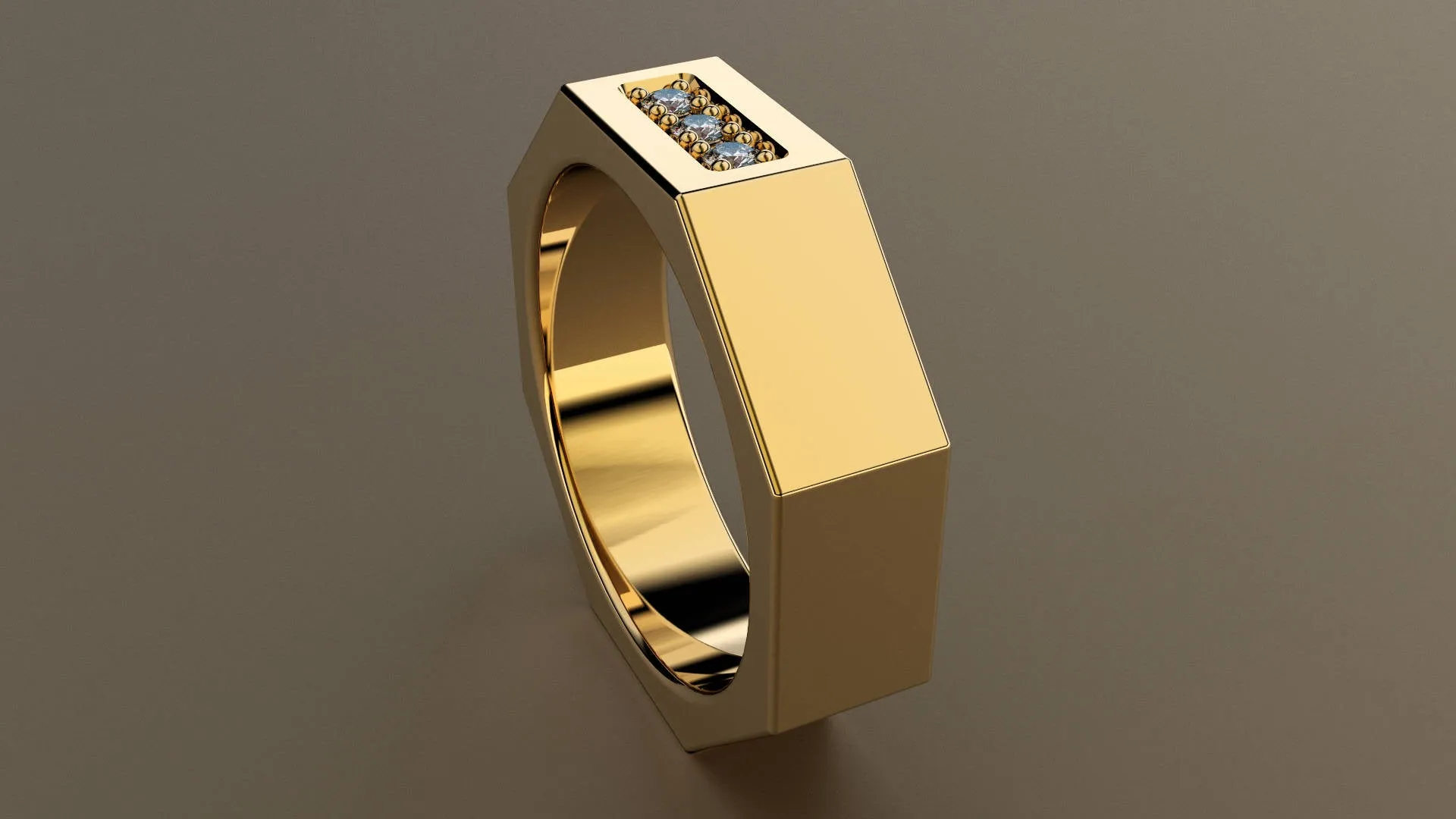 Polished Yellow Gold Diamond 6mm Octagon Wedding Band