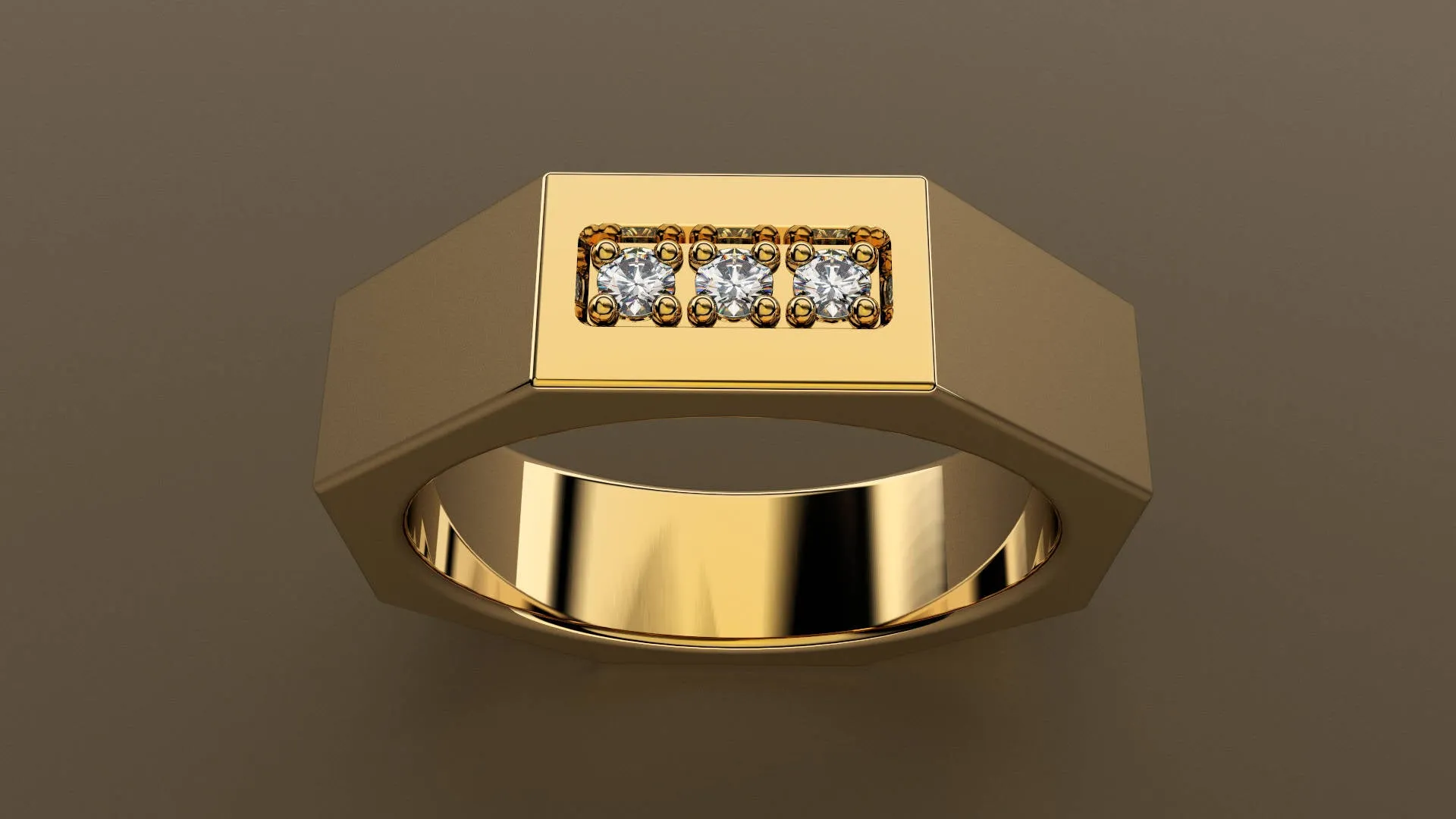 Polished Yellow Gold Diamond 6mm Octagon Wedding Band
