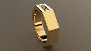 Polished Yellow Gold Diamond 6mm Octagon Wedding Band