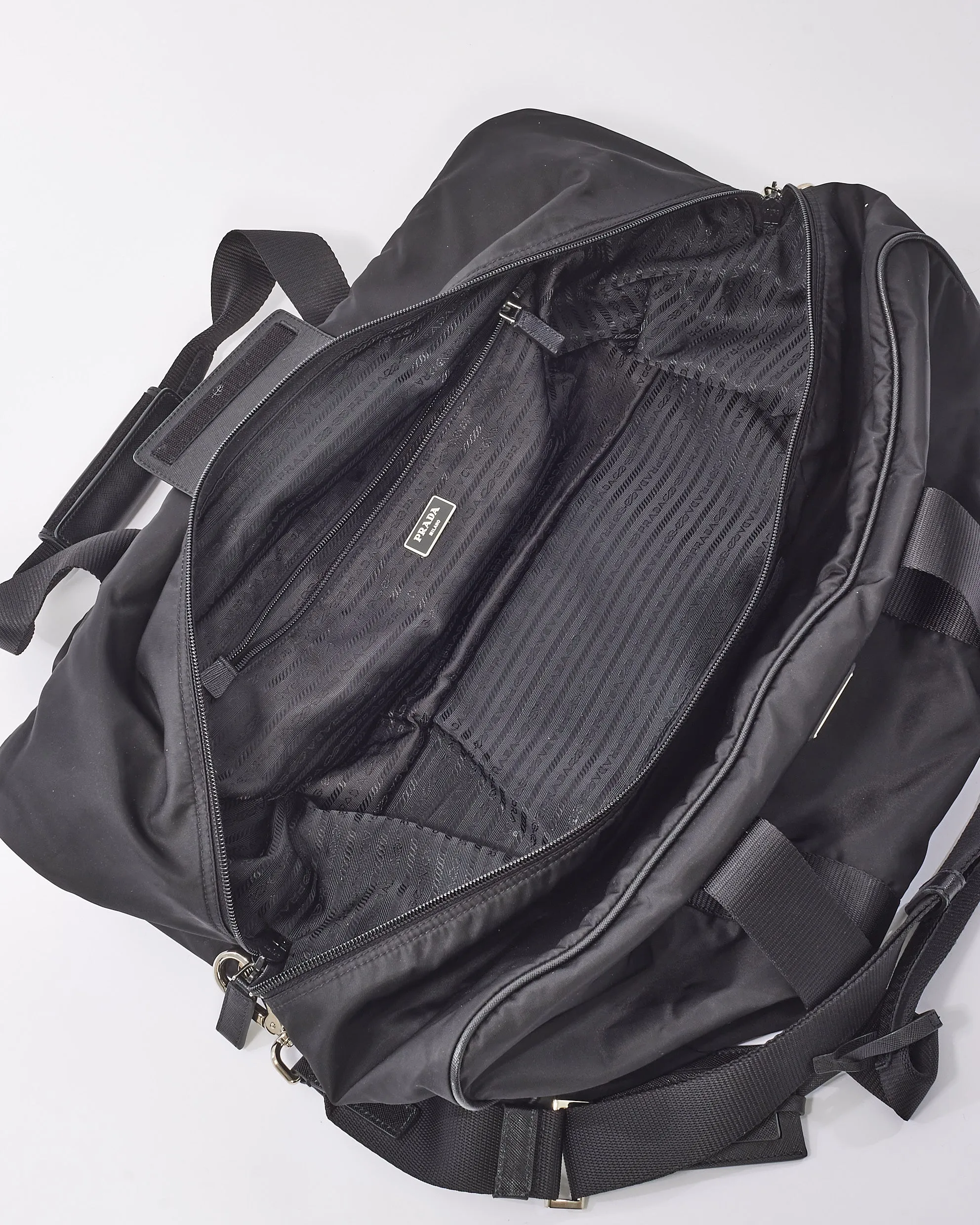 Prada Black Nylon Large Travel Duffle Bag