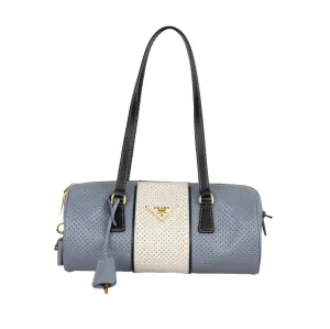 Prada Blue Perforated Cylinder Shoulder Bag
